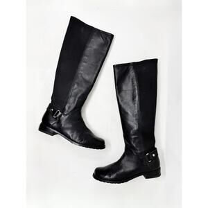 [Stuart Weitzman] Black Leather Accummulate Tall Knee High Riding Boots Size 7.5